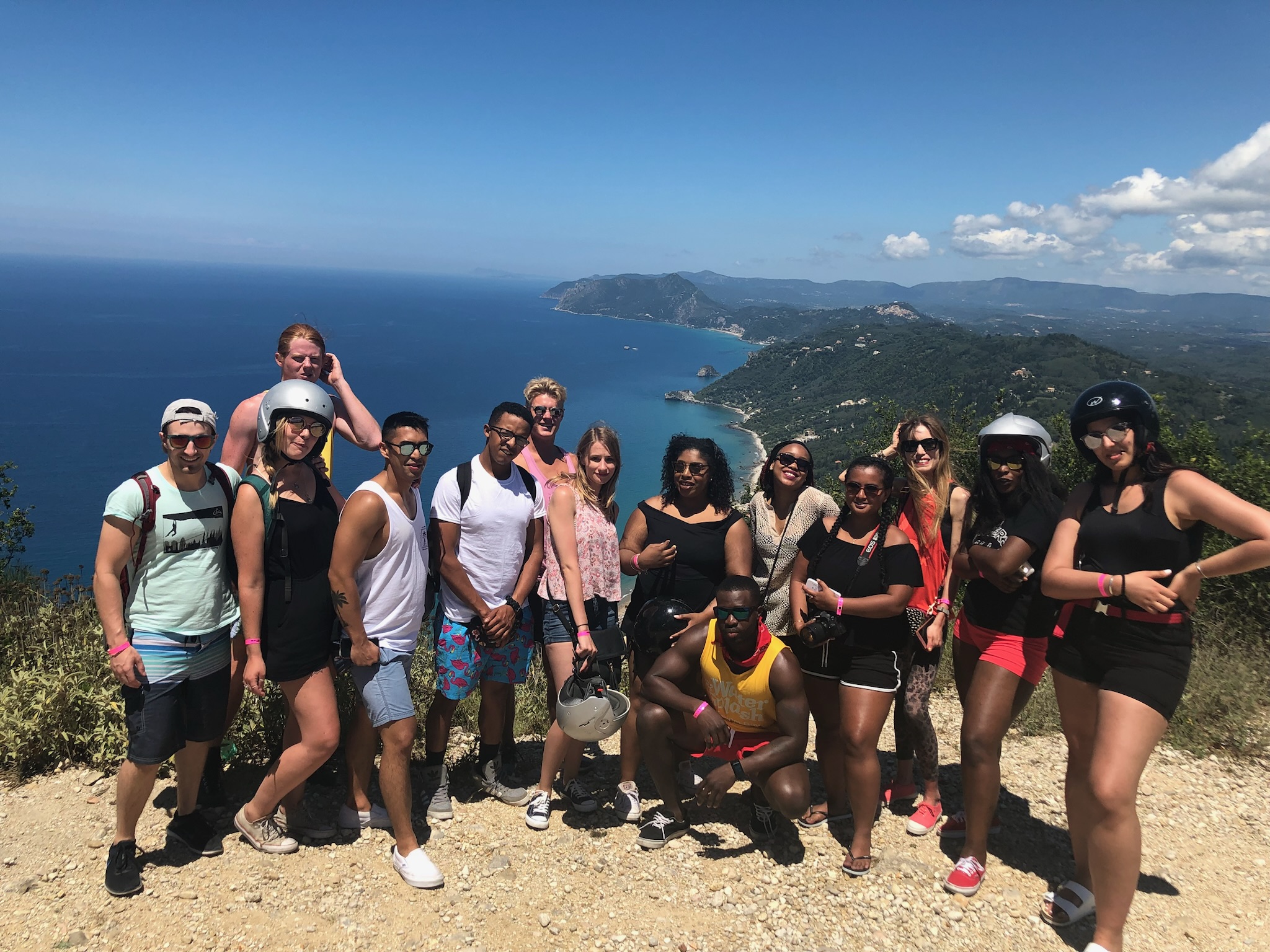 A group of tourists in Corfu, Greece