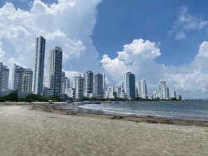 View of the city from the beach