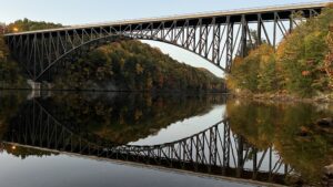 French King Bridge in Massachusetts during fall