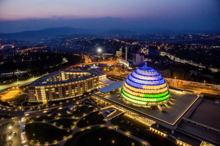 Aerial view of Kigali at night
