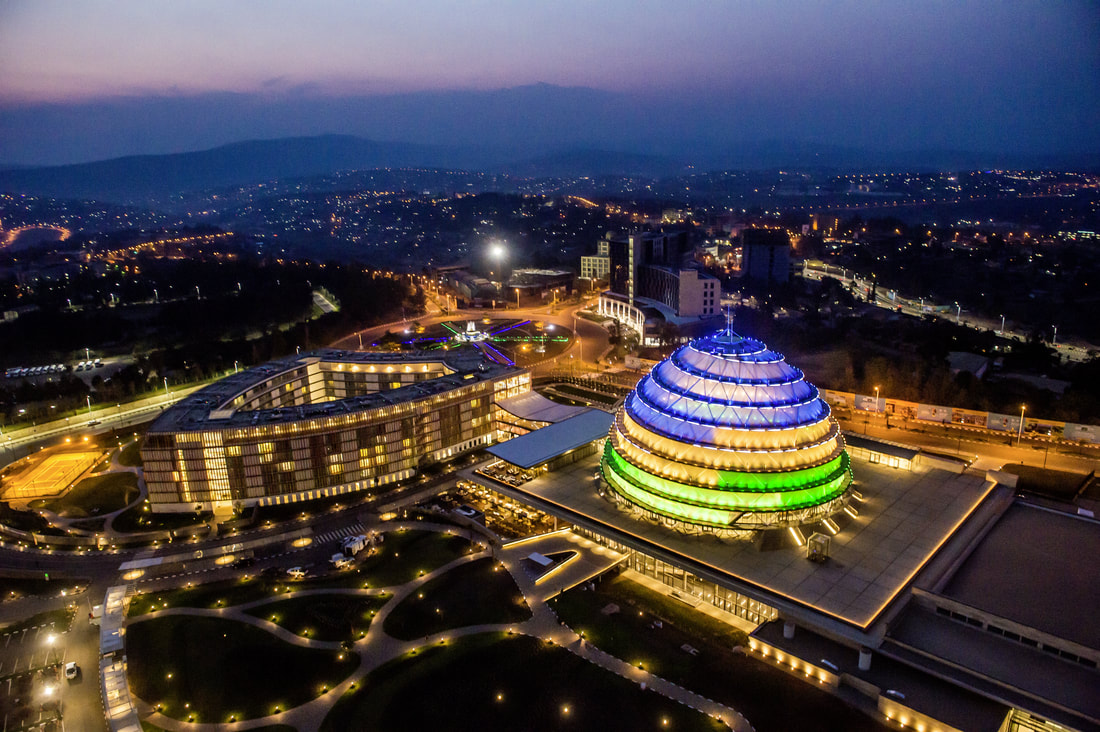 Aerial view of Kigali at night