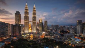 View of Kuala Lumpur skyline at night